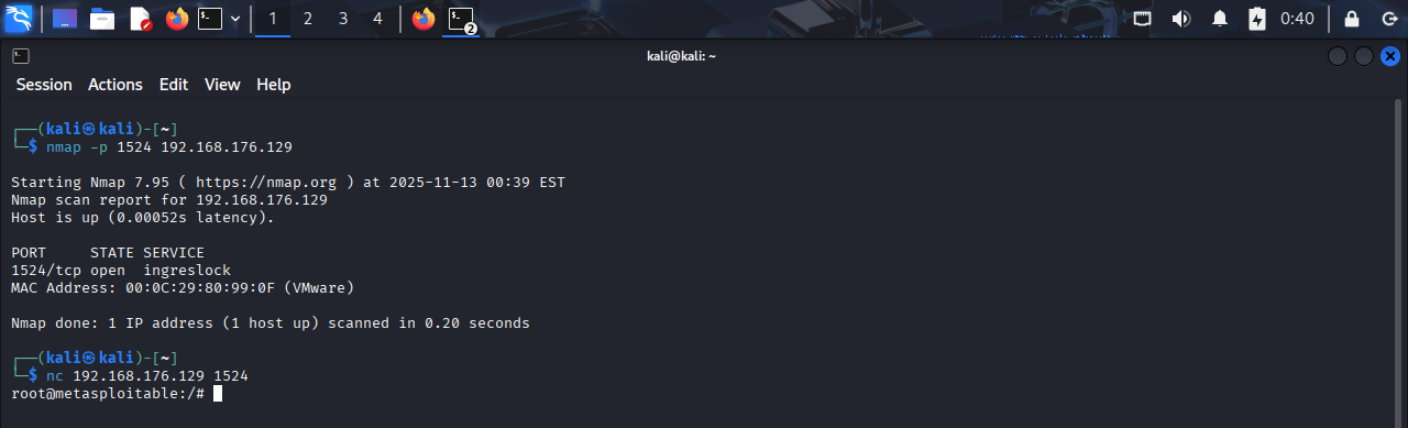 Port 1524 open before remediation