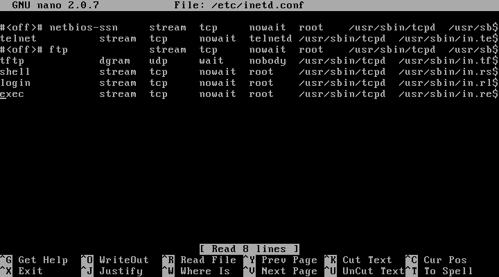 inetd.conf with rexec entry