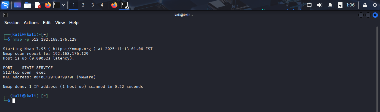 nmap port 512 before remediation