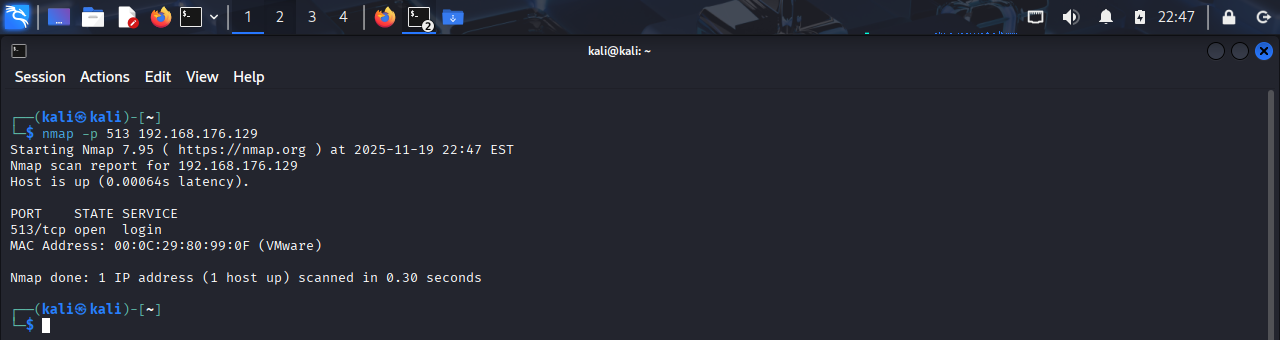 Port 513 open before remediation