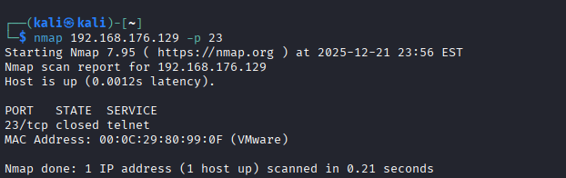 Telnet port closed after remediation
